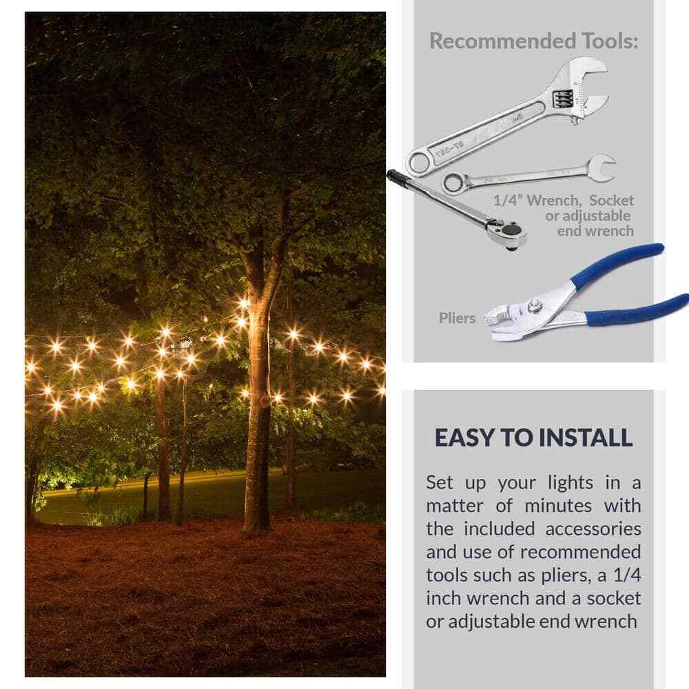 Newhouse Lighting 48 ft. String Light Hanging Kit Wire Mounting Hooks