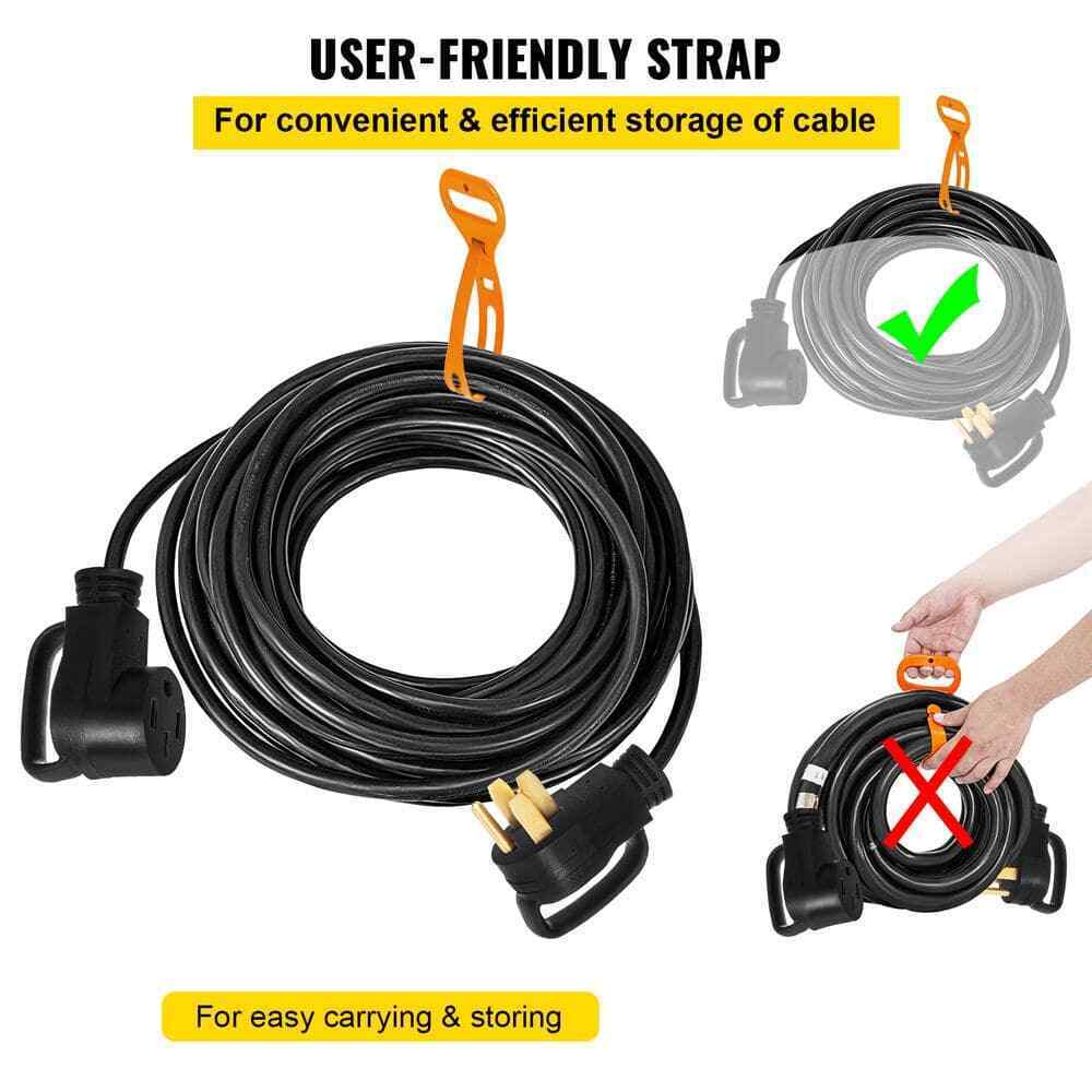 VEVOR 15 ft. 50 Amp Generator Power Cord Copper Durable Premium Extension Cord