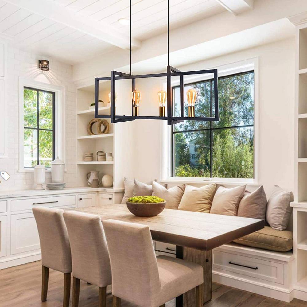 EDISLIVE Ferrill 4-Light Modern Kitchen Island Industrial Linear Chandelier
