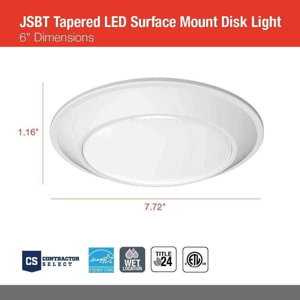 Juno JSBT 7.72 in. Matte White Wet Location Integrated LED Flush Mount Fixture