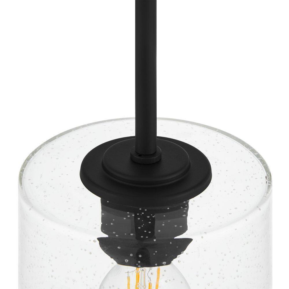 Home Decorators Helenwood 1-Light Matte Black Craftsman Pendant Light
