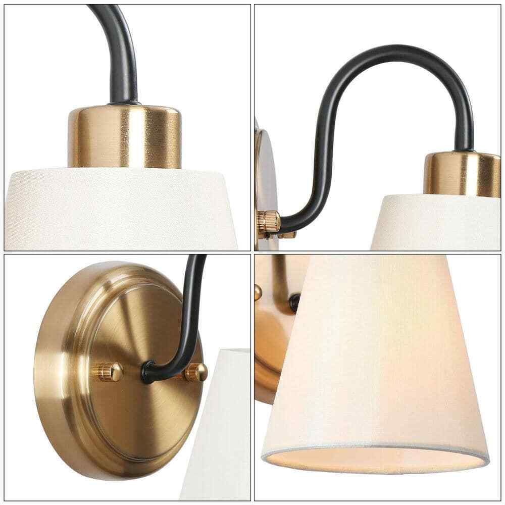 LNC Modern Classic 1-Light Plated Brass and Black Wall Sconce