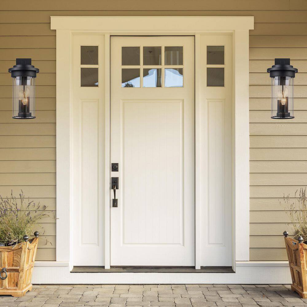 Bel Air Lighting Carmel 3-Light Black Outdoor Wall Light Fixture w/ Clear Glass