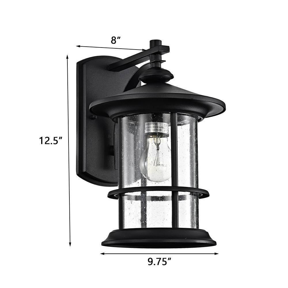 Tidoin Black Plug-in Outdoor Wall Lantern Sconce Porch Light With Clear Glass