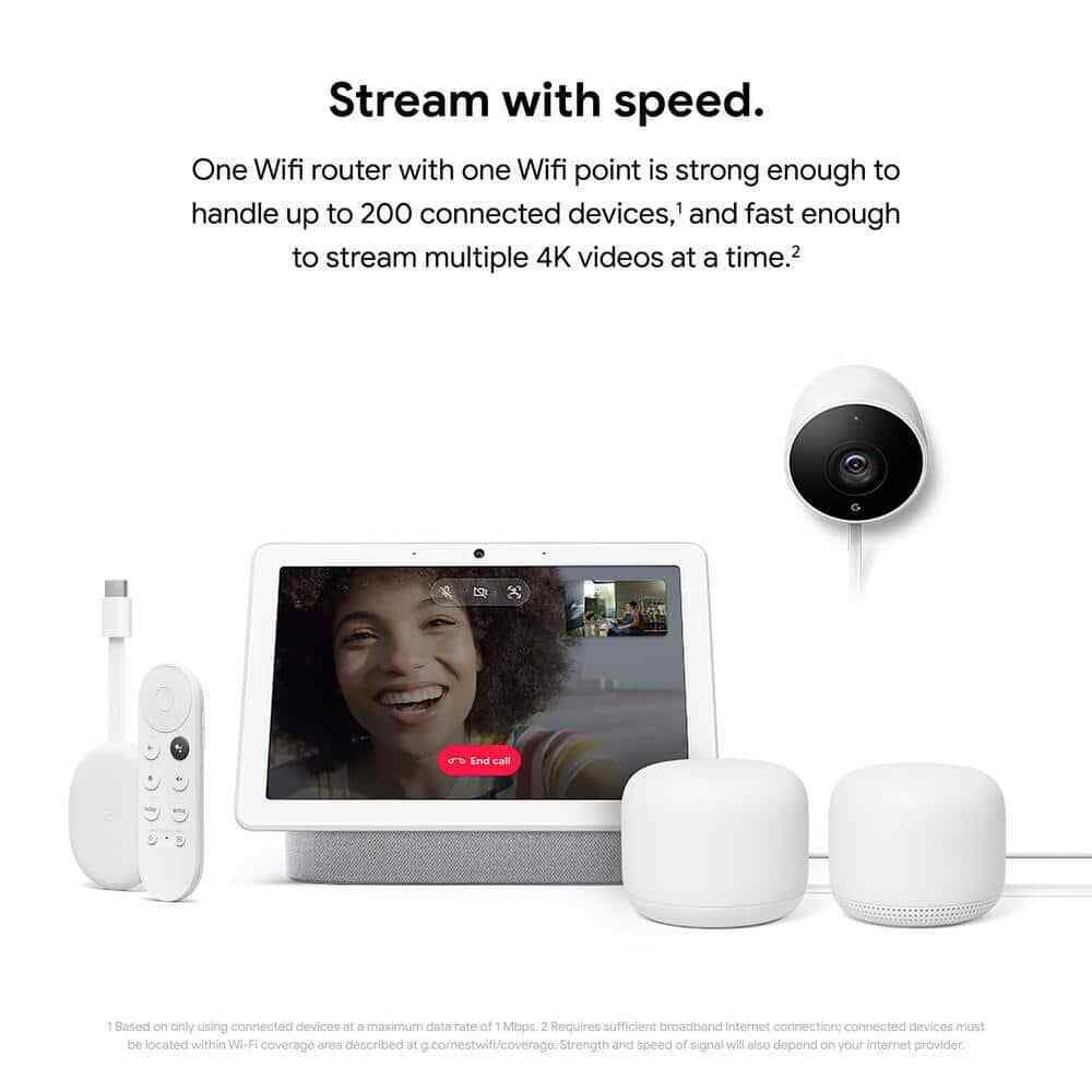 Google Nest Wifi - Mesh Router AC2200 and 1 Point w/ Google Assistant - 2 Pack
