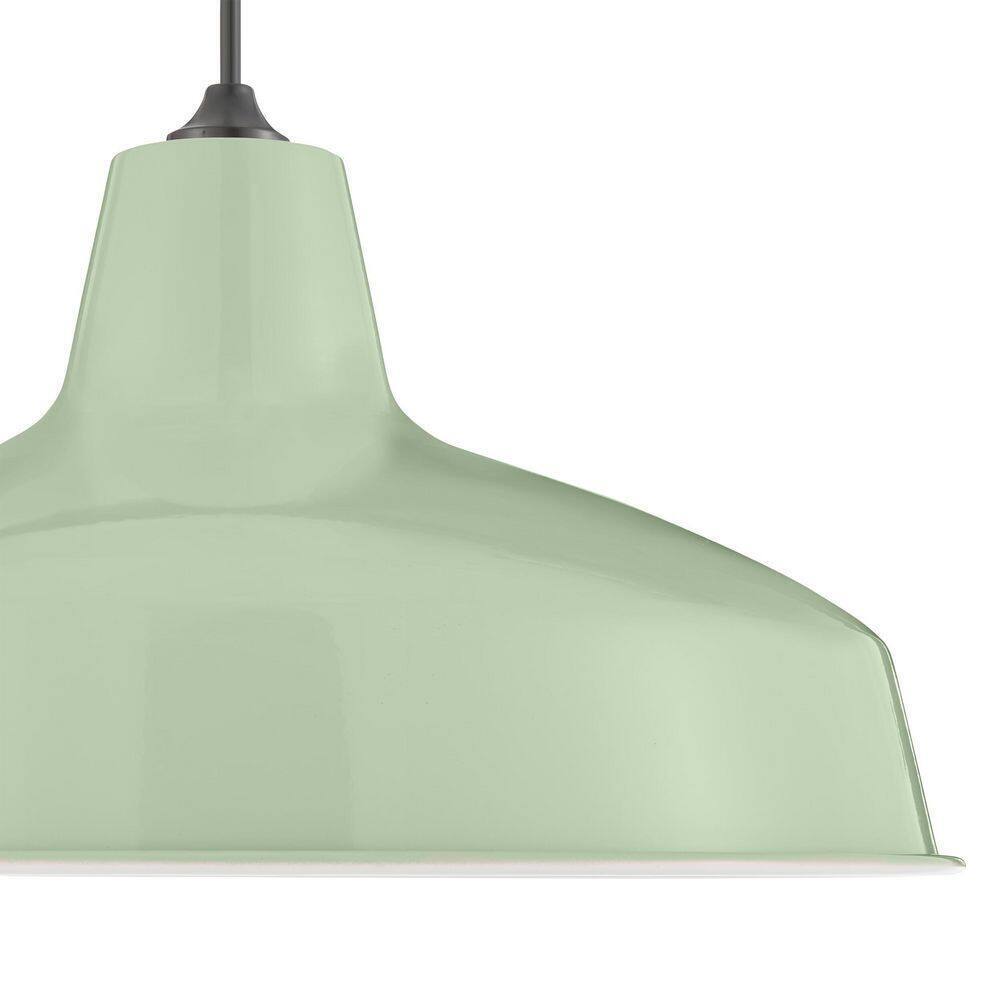 Hampton Bay 1-Light Light Green Warehouse Pendant with Metal Shade AF-1032R/LG
