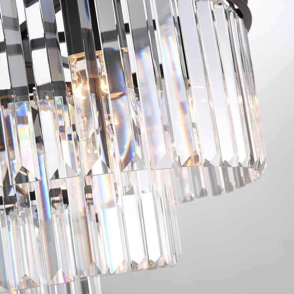 SILJOY 6-Lights Black Crystal Chandeliers 20 in. for Dining Room Bedroom
