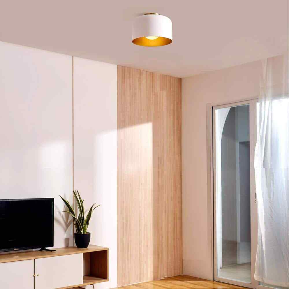 Globe Electric Matte White Flush Mount w/ Inner Frosted Glass Shade