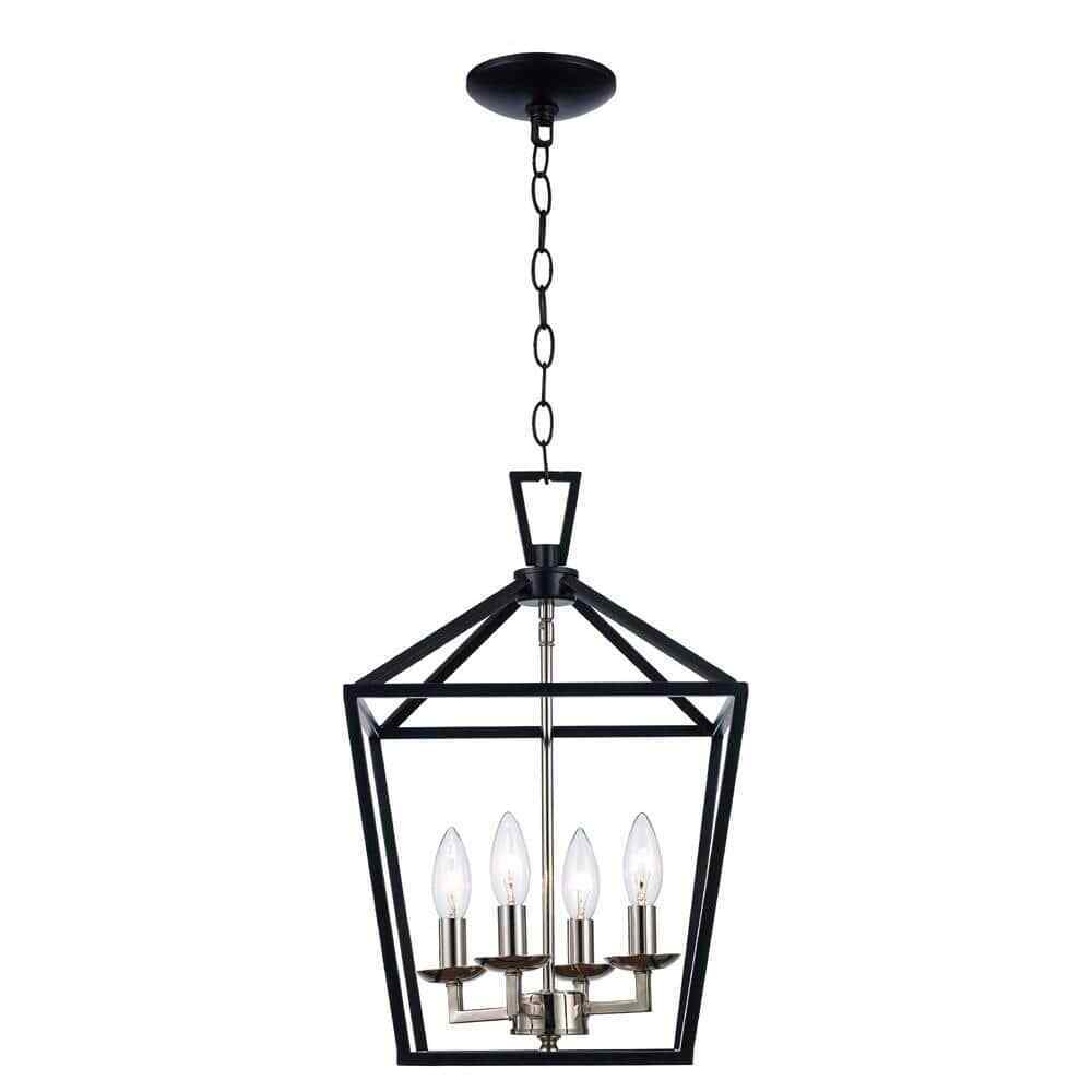 Bel Air Lighting Lacey 4-Light Black and Chrome Pendant Light Fixture