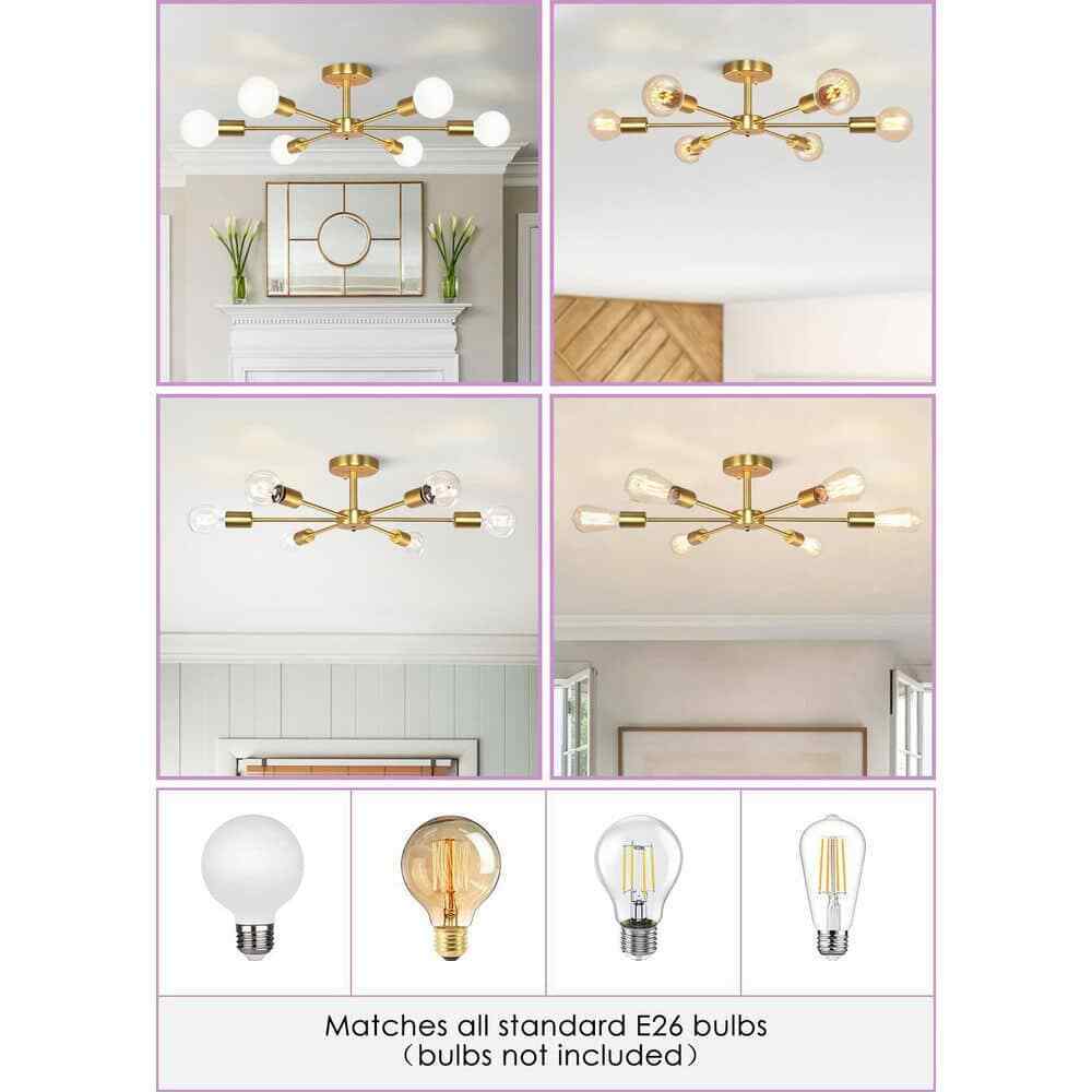 RRTYO Gallman Gold Mid-Century Pendant Ceiling Light Sputnik Semi-Flush Mount