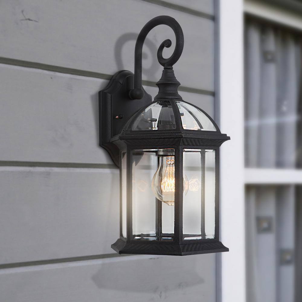 Yosemite Home Decor Anita Collection 1-Light Black Outdoor Wall Lantern Sconce
