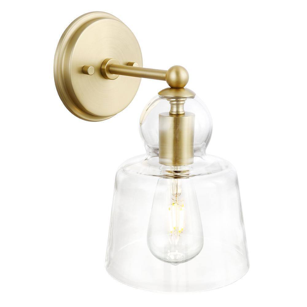 Light Society Riis 5 in. Brushed Brass/Clear Wall Sconce