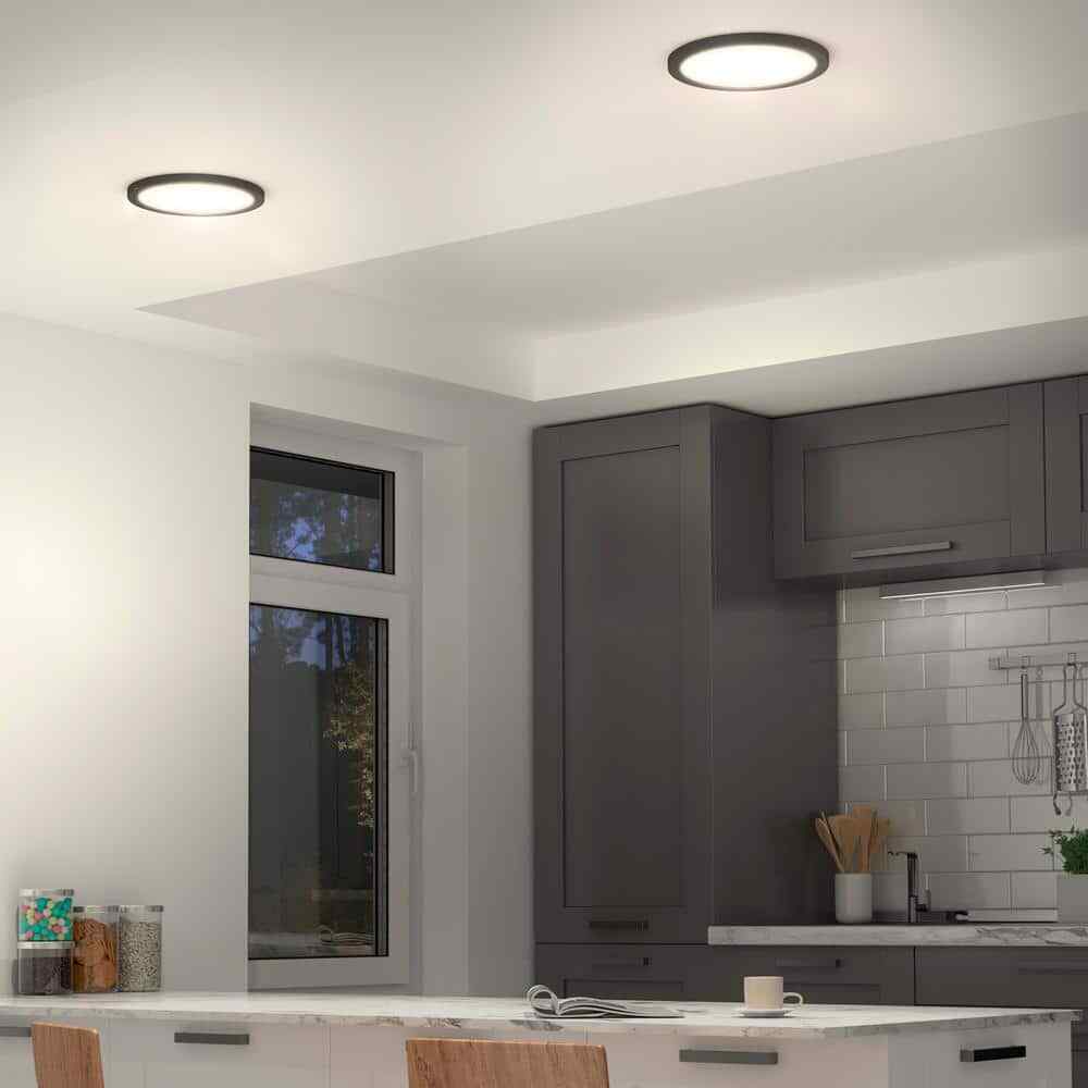 Artika Europa Disk Black Modern LED 3 CCT Flush Mount Ceiling Light Fixture