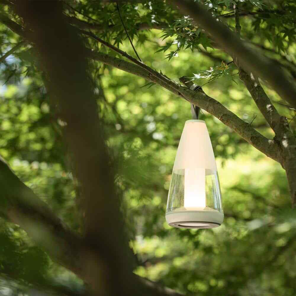 LUTEC 11.5 in. White Outdoor Portable Table Lamp 8500102331