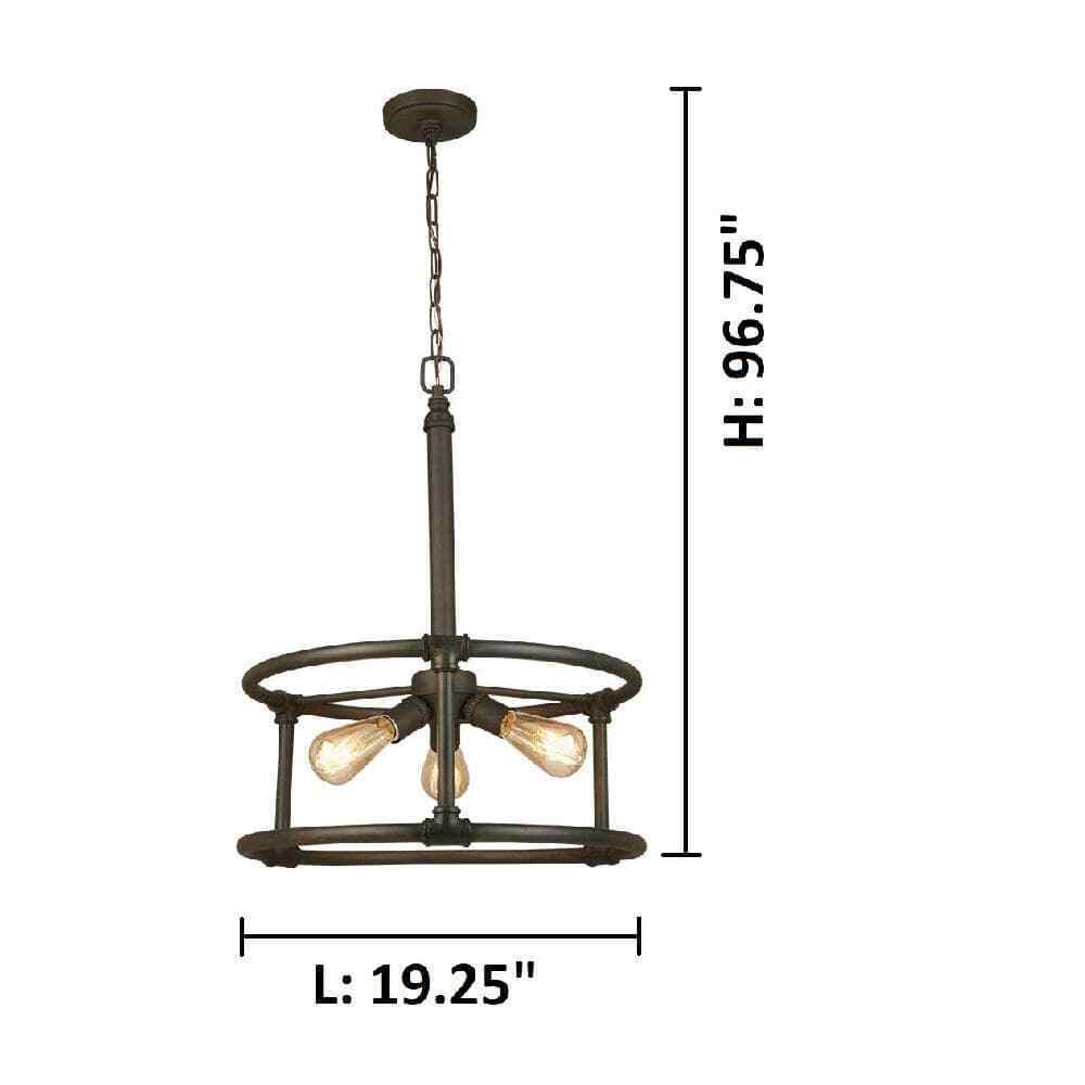 Eglo Rivertown 3-Light Rustic Bronze Chandelier Light