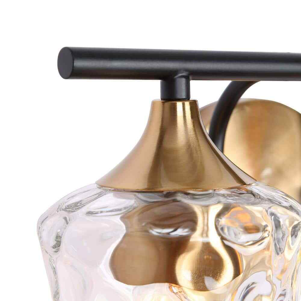 Zevni Jallie Black Wall Sconce Gold Bath Lighting Glass Bathroom Vanity Light