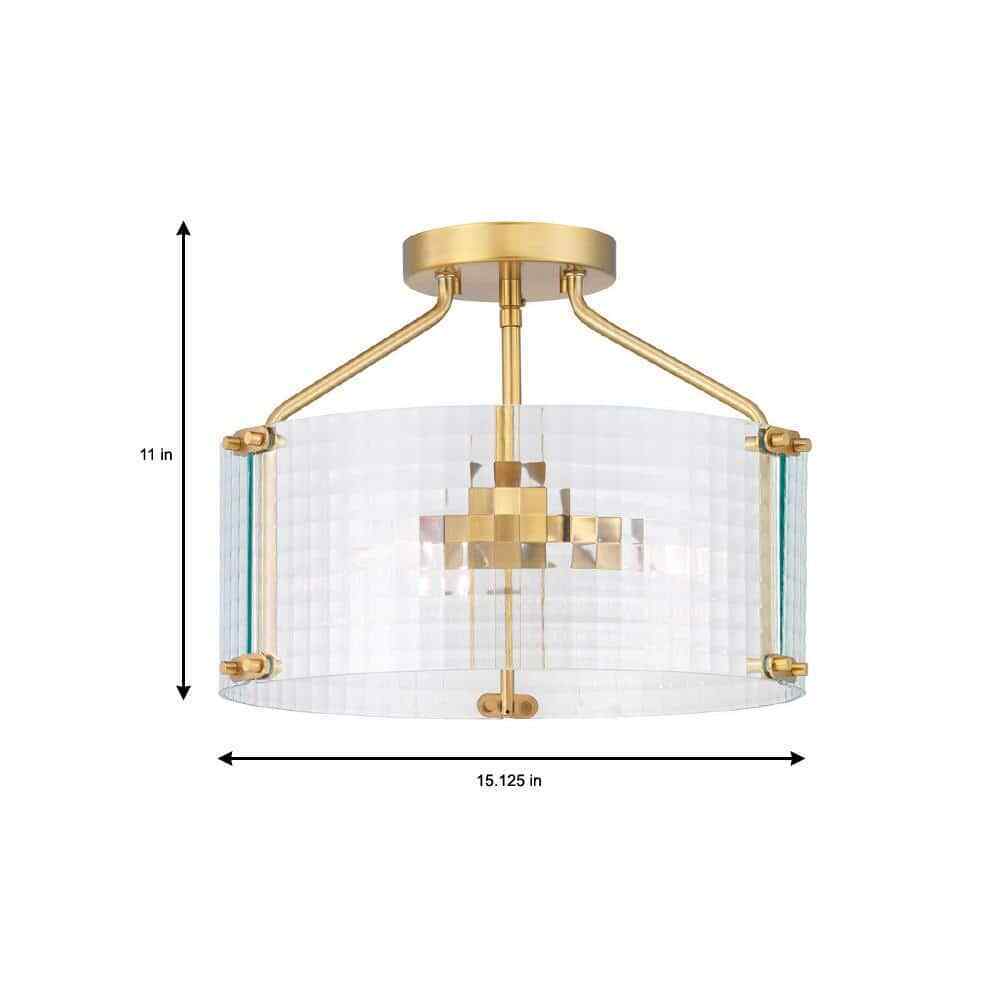 Home Decorators Collection Westlyn 15 in. 3-Light Brushed Brass Semi-Flush Mount