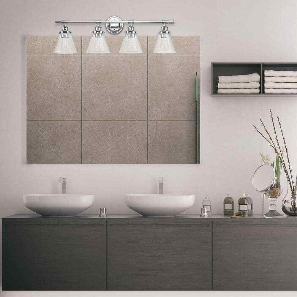 Globe Electric Parker 4-Light Chrome Vanity Light with Clear Glass Shades 51446