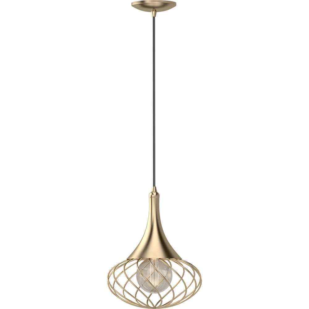 Volume Lighting 1-Light Indoor Antique Gold Hanging Mini Pendant w/ Oval Caged