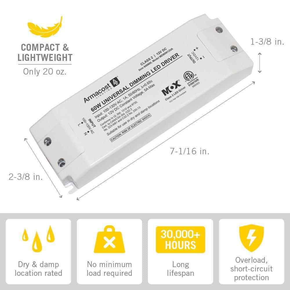 Armacost Lighting Universal 60-Watt Dimming LED Driver 12-Volt DC Power Supply