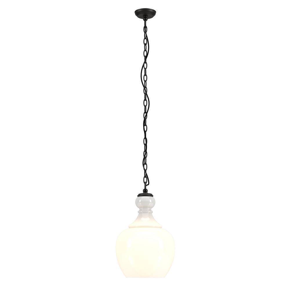 Meyer&Cross Verona 1-Light Blackened Bronze Pendant with White Milk Glass Shade