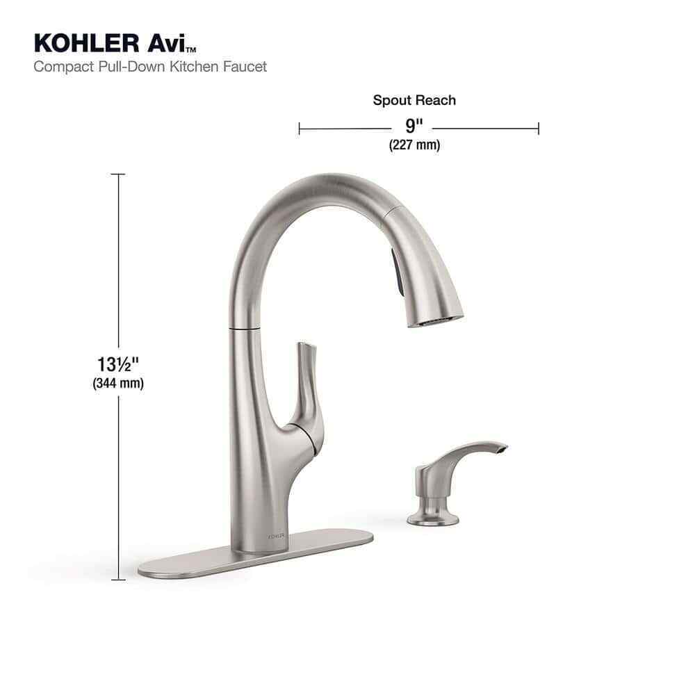KOHLER Avi Single-Handle Pull Out Sprayer Kitchen Faucet in Vibrant Stainless