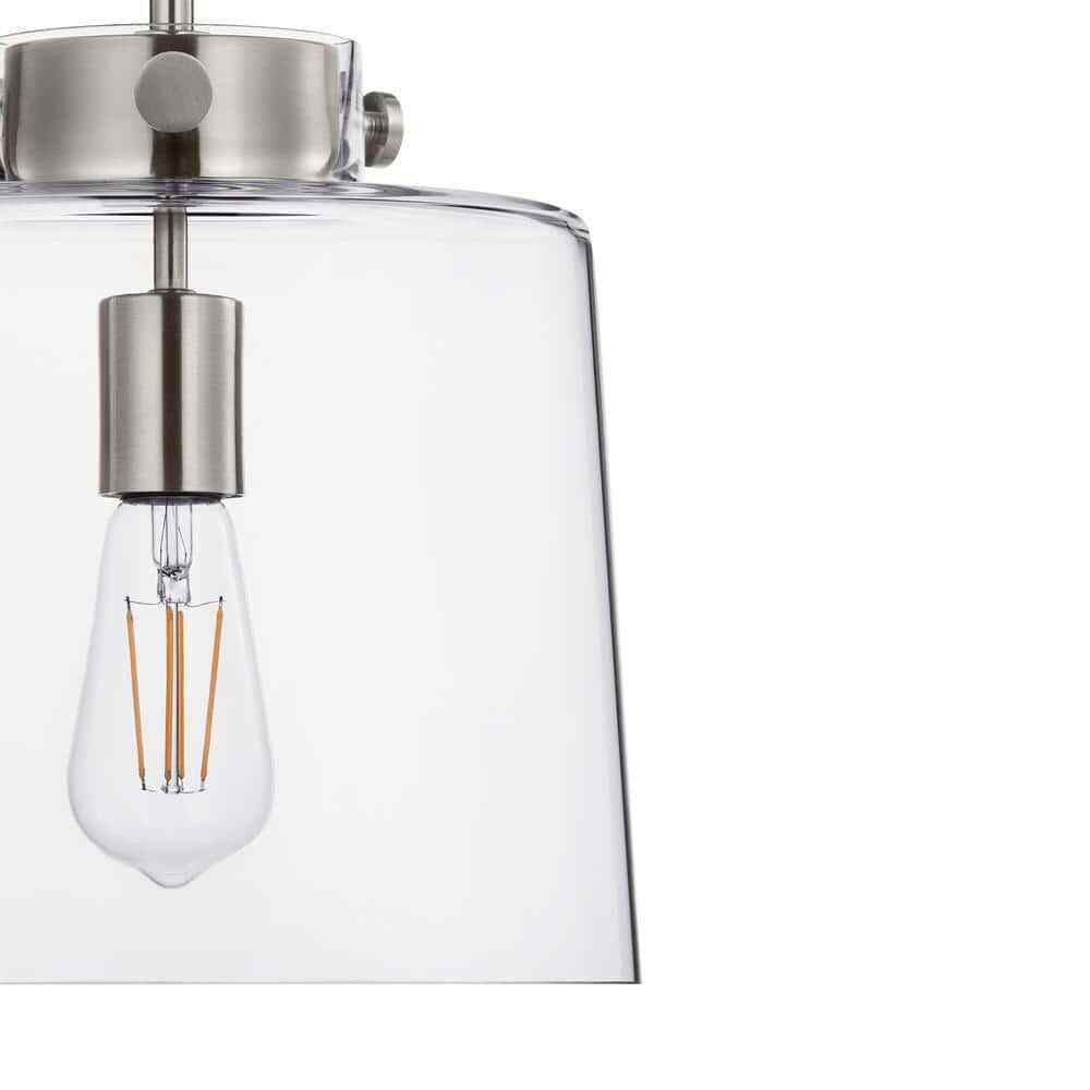 Hampton Bay Mullins 10 in. 1-Light Brushed Nickel Pendant Hanging Light