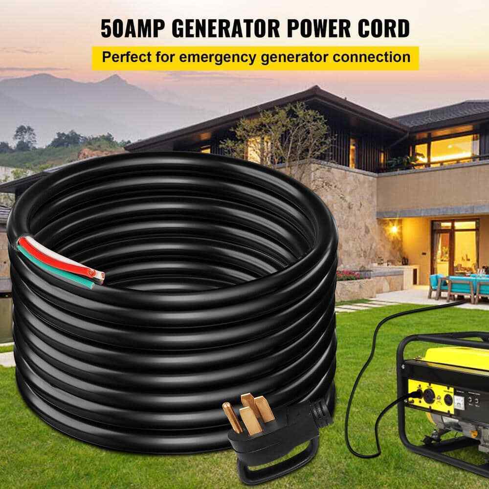 VEVOR 15 ft. 6/3 plus 8/1 50 Amp 110-Volt Generator Extension Cord 4-prong
