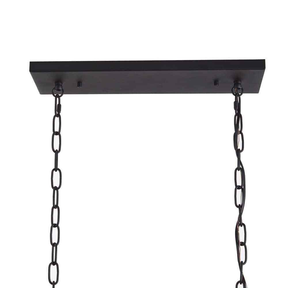 Home Decorators Jill 4-Light Textured Black Linear Chandelier 81010000048638