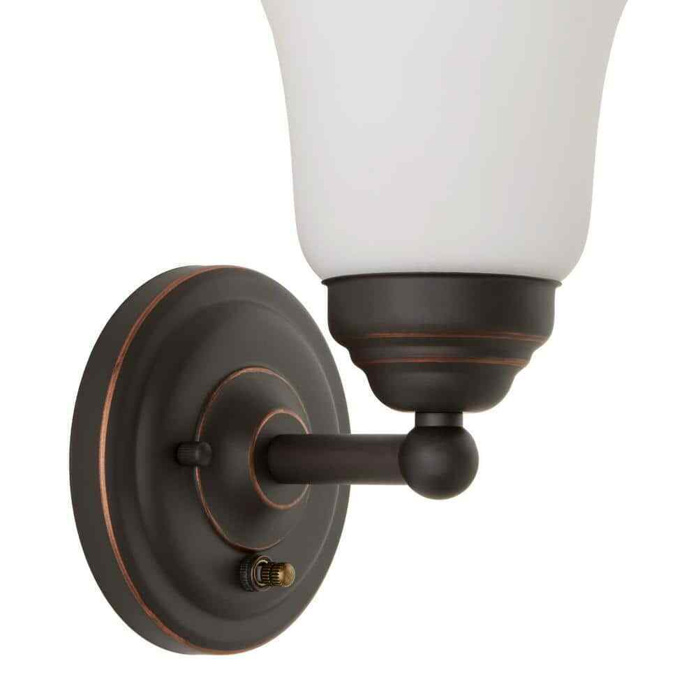 Hampton Bay Ashurst 1-Light ORB Wall Sconce with Switch JIB8401AX-02/OR