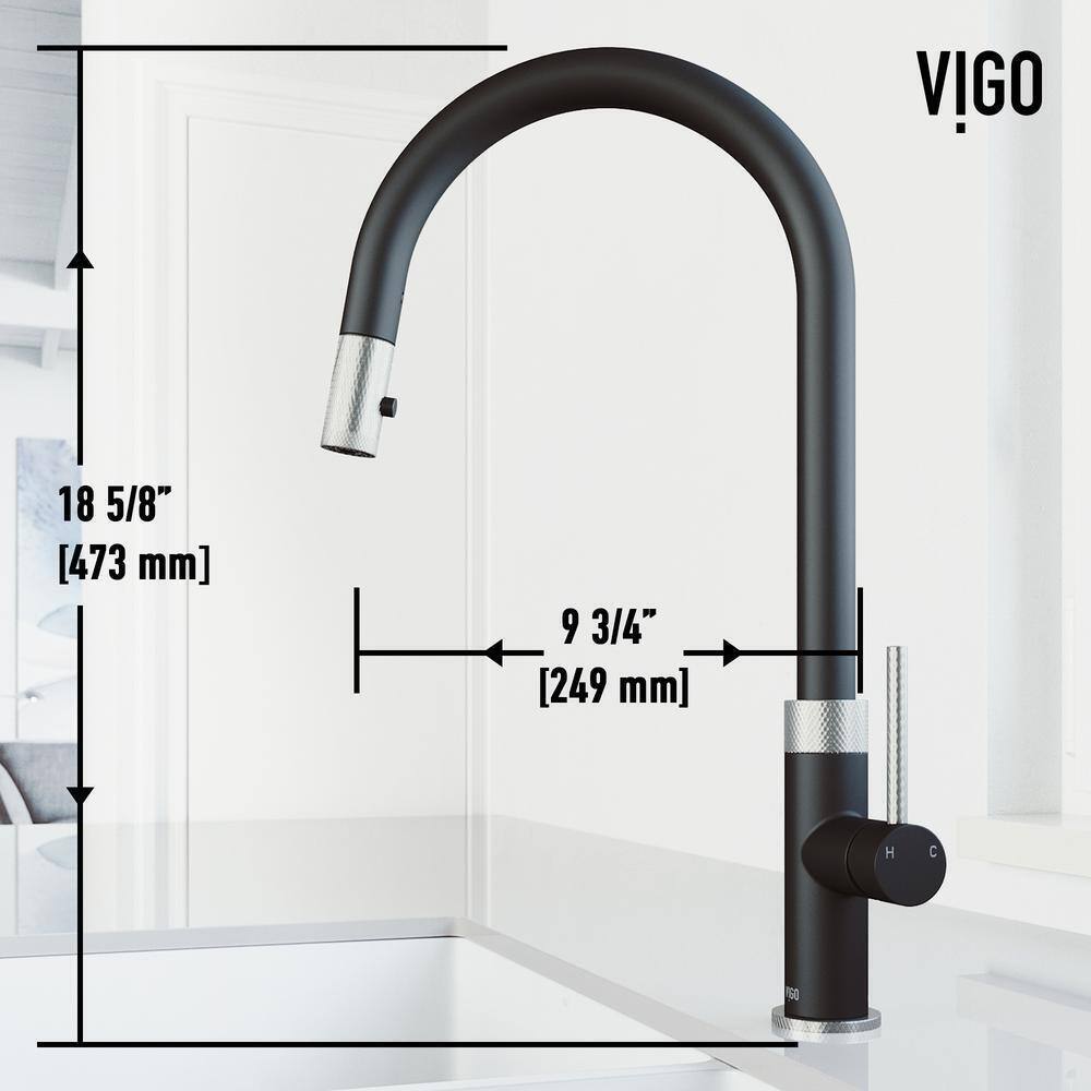 VIGO Bristol Pull-Down Sprayer Kitchen Faucet in Stainless and Black