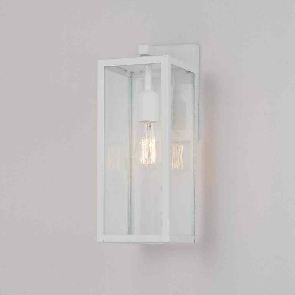 Globe Electric Bowery Matte White Farmhouse Indoor/Outdoor 1-Light Wall Sconce