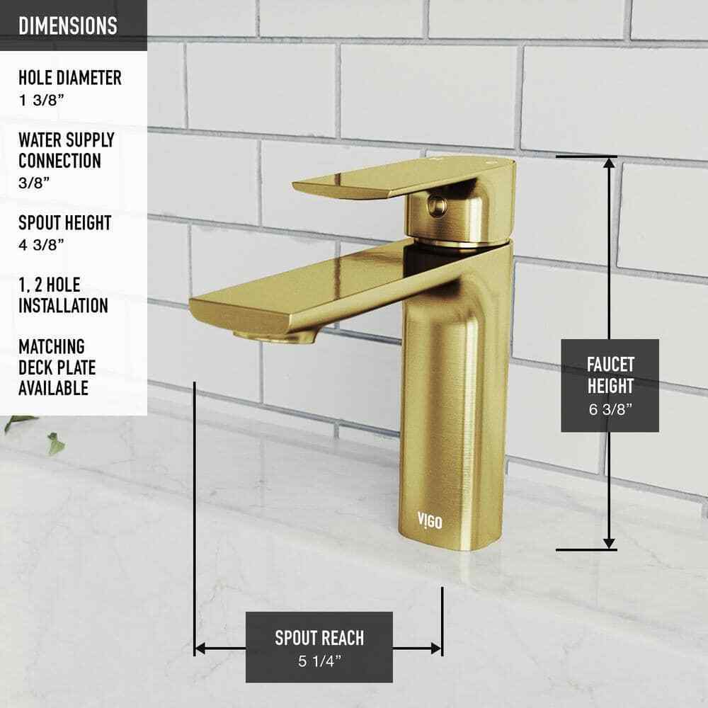 VIGO Davidson Single Handle Single-Hole Bathroom Faucet in Matte Brushed Gold