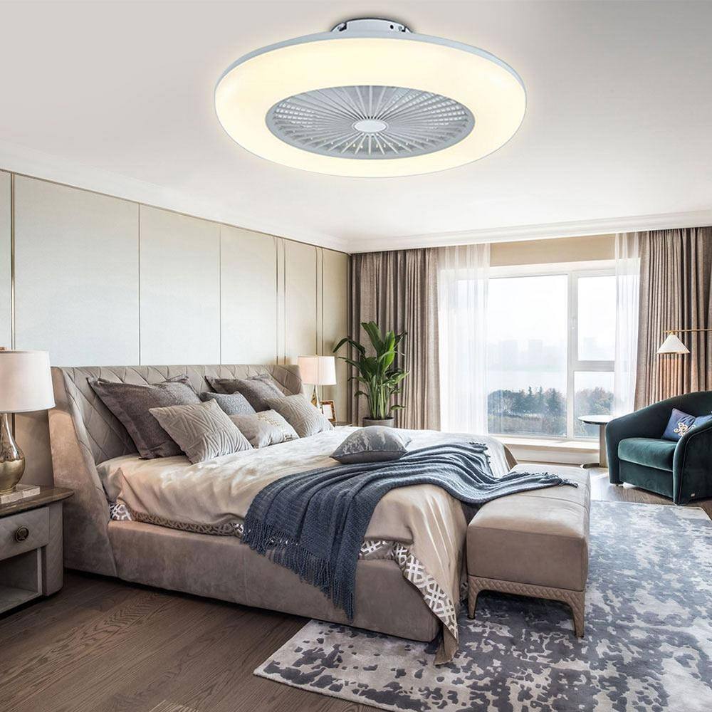 OUKANING 22 in. Integrated LED Indoor White Smart Ceiling Fan with Remote
