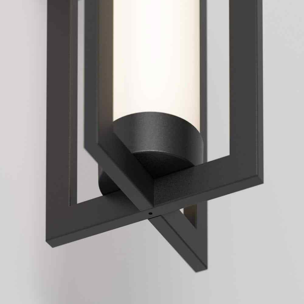 Artika Walt Black Modern LED Outdoor Hardwired Garage Porch Light Lantern Sconce