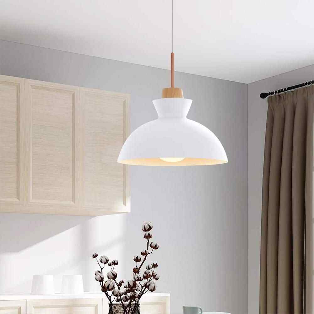 RRTYO Matisse 1 -Light White Single Dome Pendant with Metal Shade