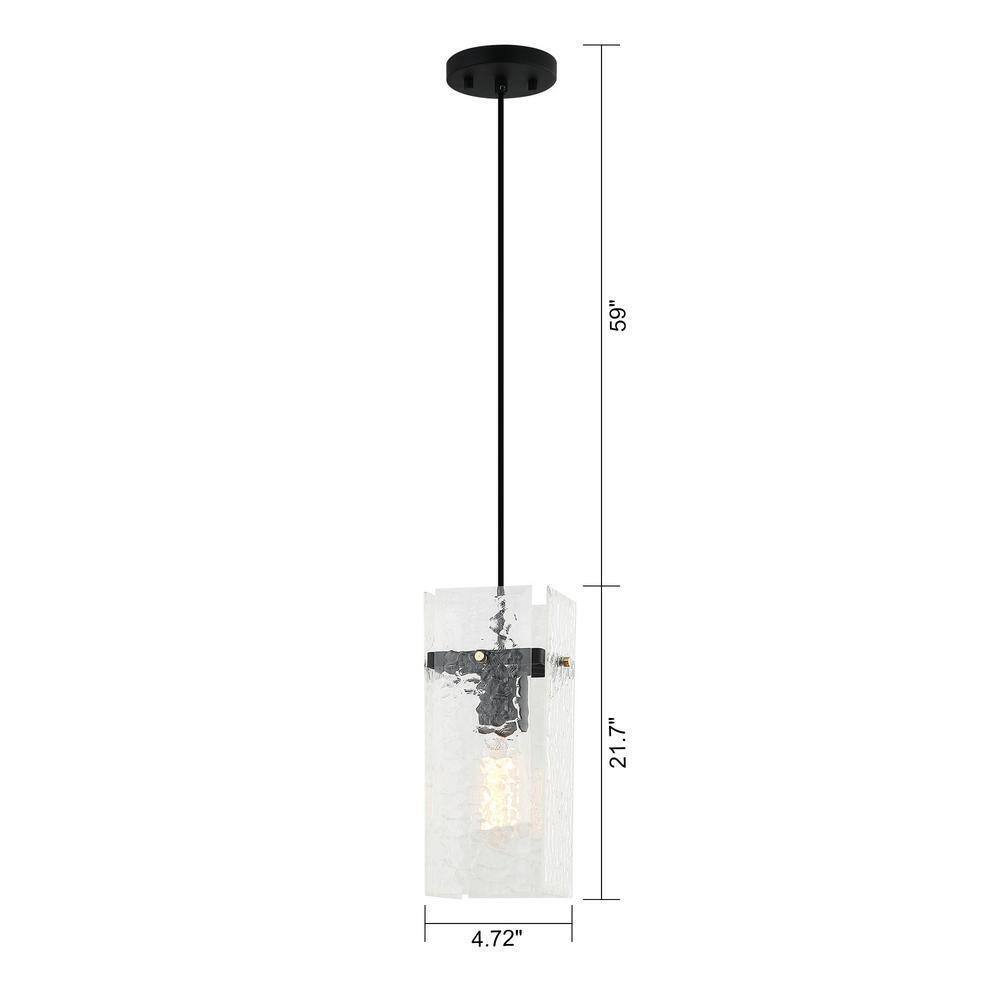 Flint Garden 1-Light Matte Black Rectangle Modern Hanging Mini Pendant