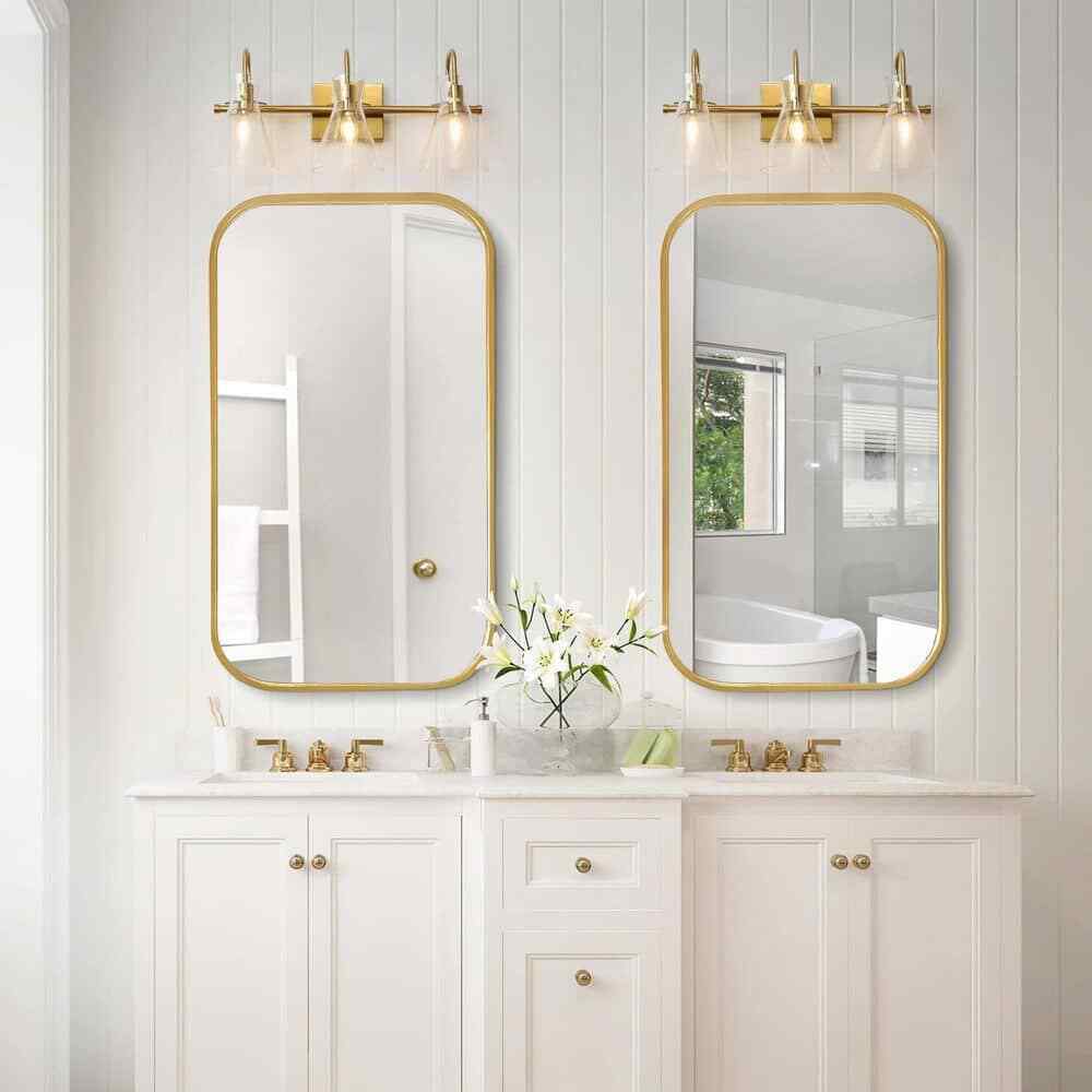 Uolfin Modern Bell Bathroom Vanity Light 3-Light Brass Gold Wall Sconce Light