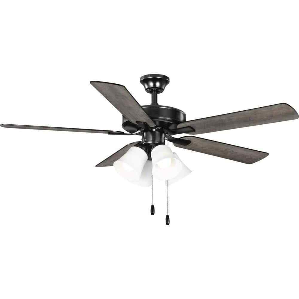 Progress Lighting AirPro 52 in. Black 5-Blade AC Motor Transitional Ceiling Fan