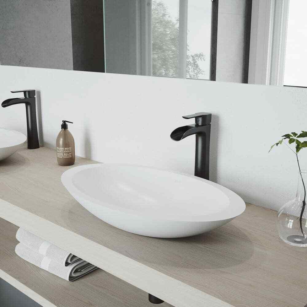 VIGO Niko Single Handle Single-Hole Bathroom Vessel Faucet in Matte Black