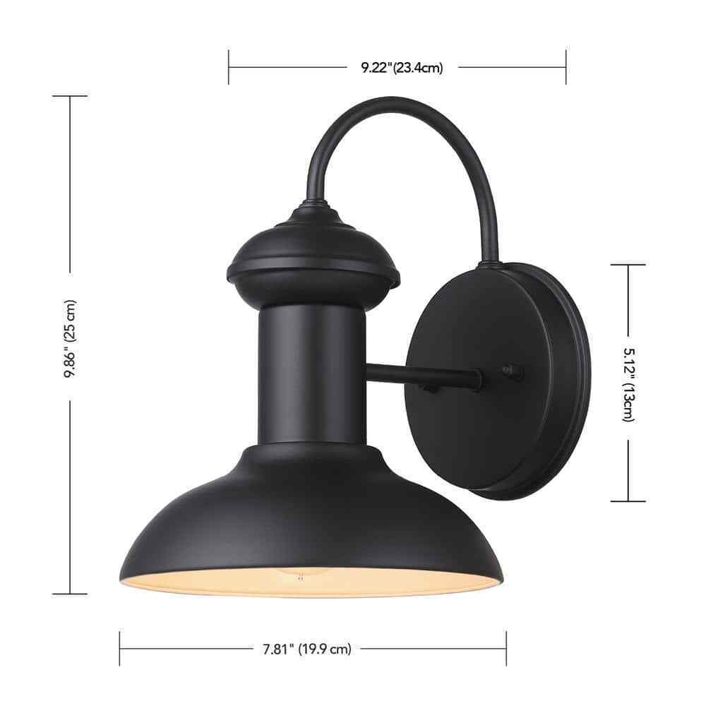 Globe Electric Martes Matte Black Industrial Indoor/Outdoor 1-Light Wall Sconce