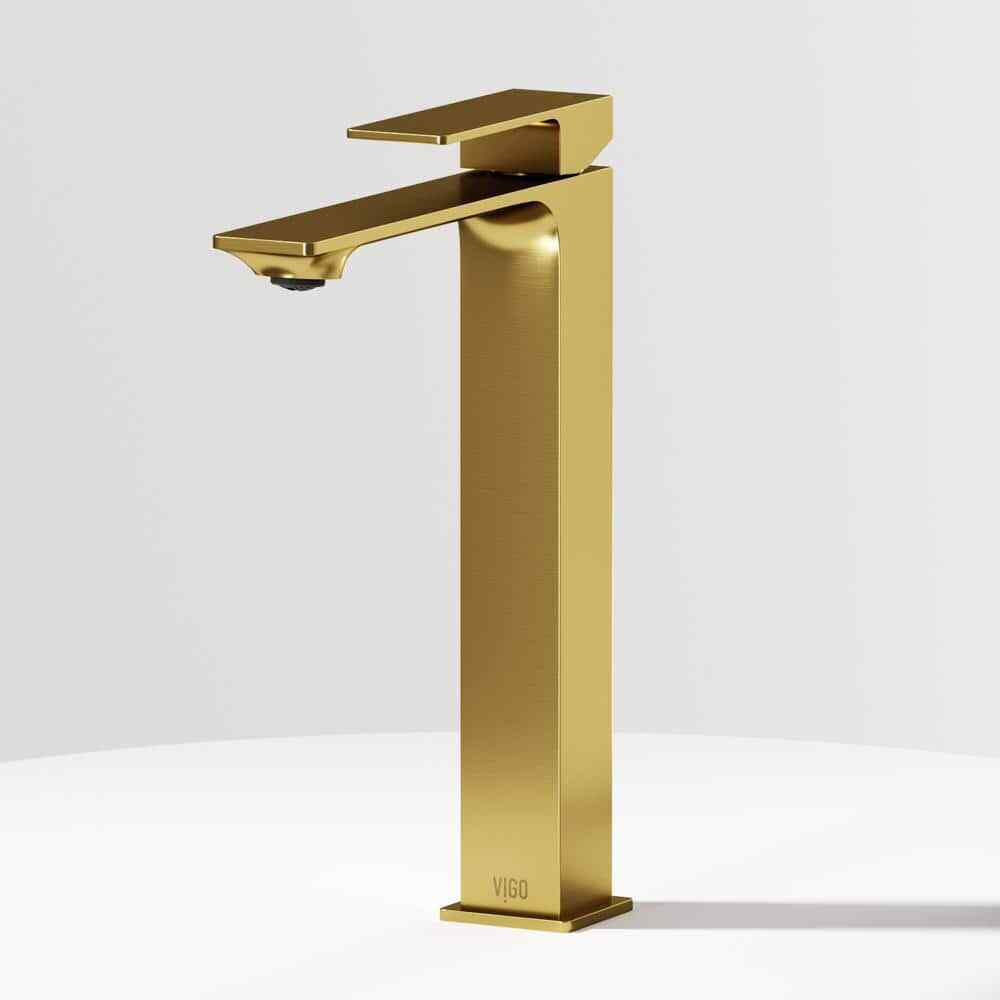 VIGO Dunn Single Handle Single-Hole Bathroom Vessel Faucet in Matte Brushed Gold