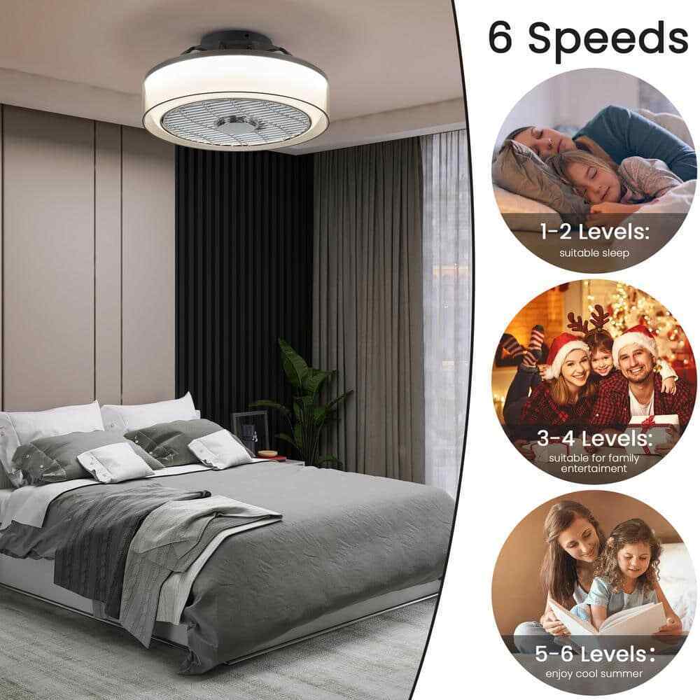 ANTOINE 16 in. Indoor Smoky Gray Low Profile Ceiling Fan