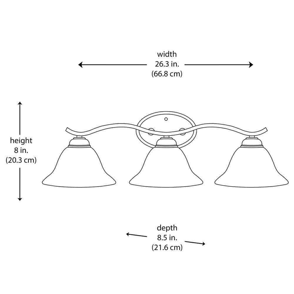 Hampton Bay Andenne 26.3 in. 3-Light Brushed Nickel Bathroom Vanity Light