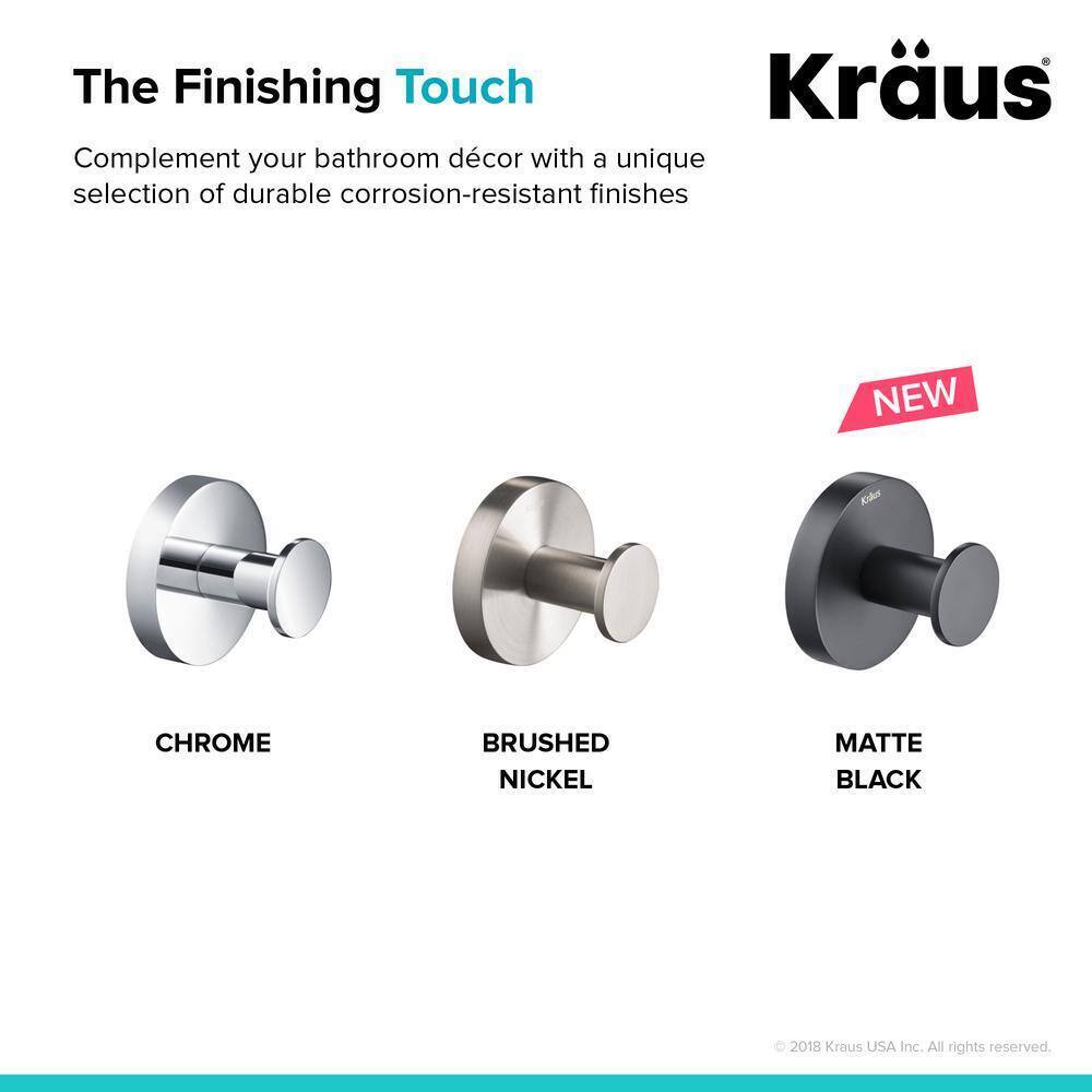KRAUS Elie Bathroom Robe and Towel Hook in Matte Black KEA-18801MB