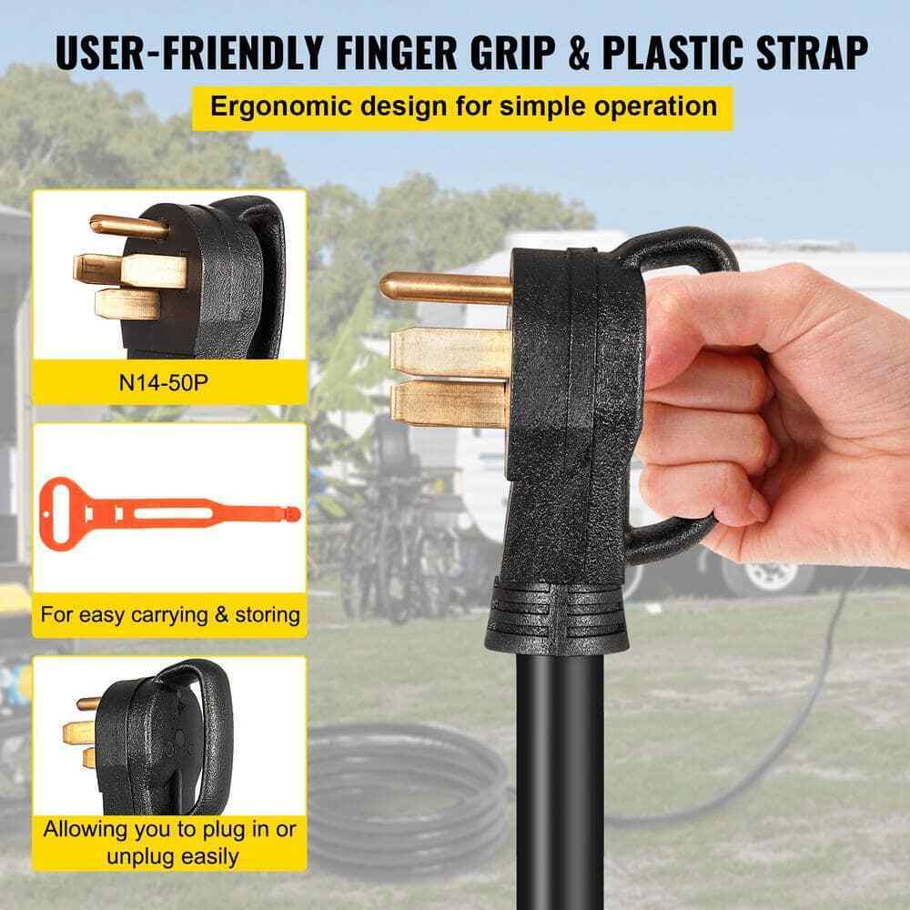 VEVOR 10 ft. Generator Extension Power Cord 250-Volt 50 Amp Twist Lock