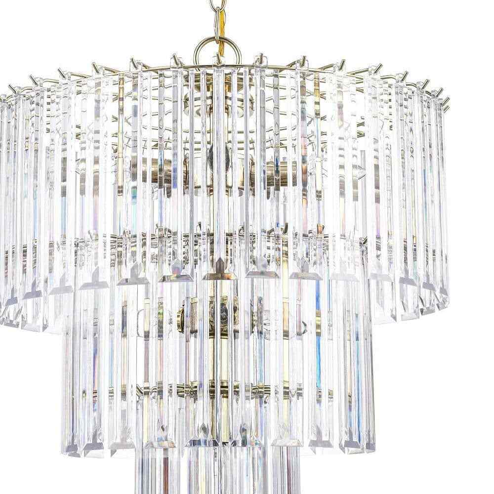 Tranquility 9-Light Polished Brass Tiered Chandelier w/ Beveled Acrylic Shade
