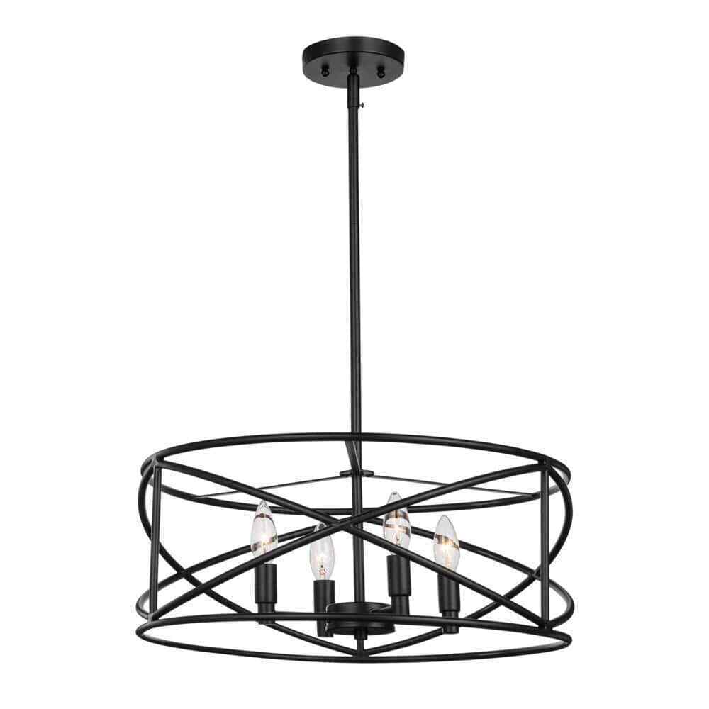 Hampton Bay Hastings 4-Light Satin Bronze Dining Room Chandelier w/ Cage Shade