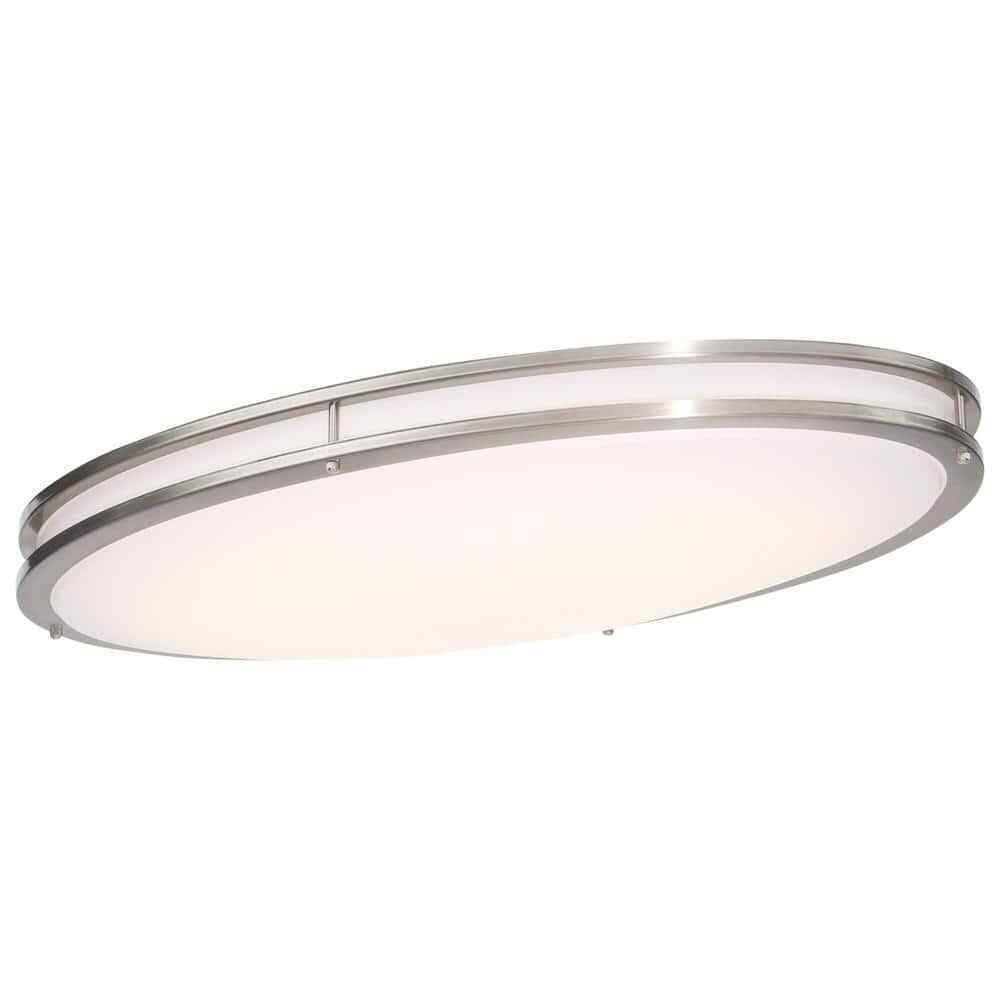 Hampton Bay 32 in. Oval 1-Light Brushed Nickel Dimmable LED Flush Mount