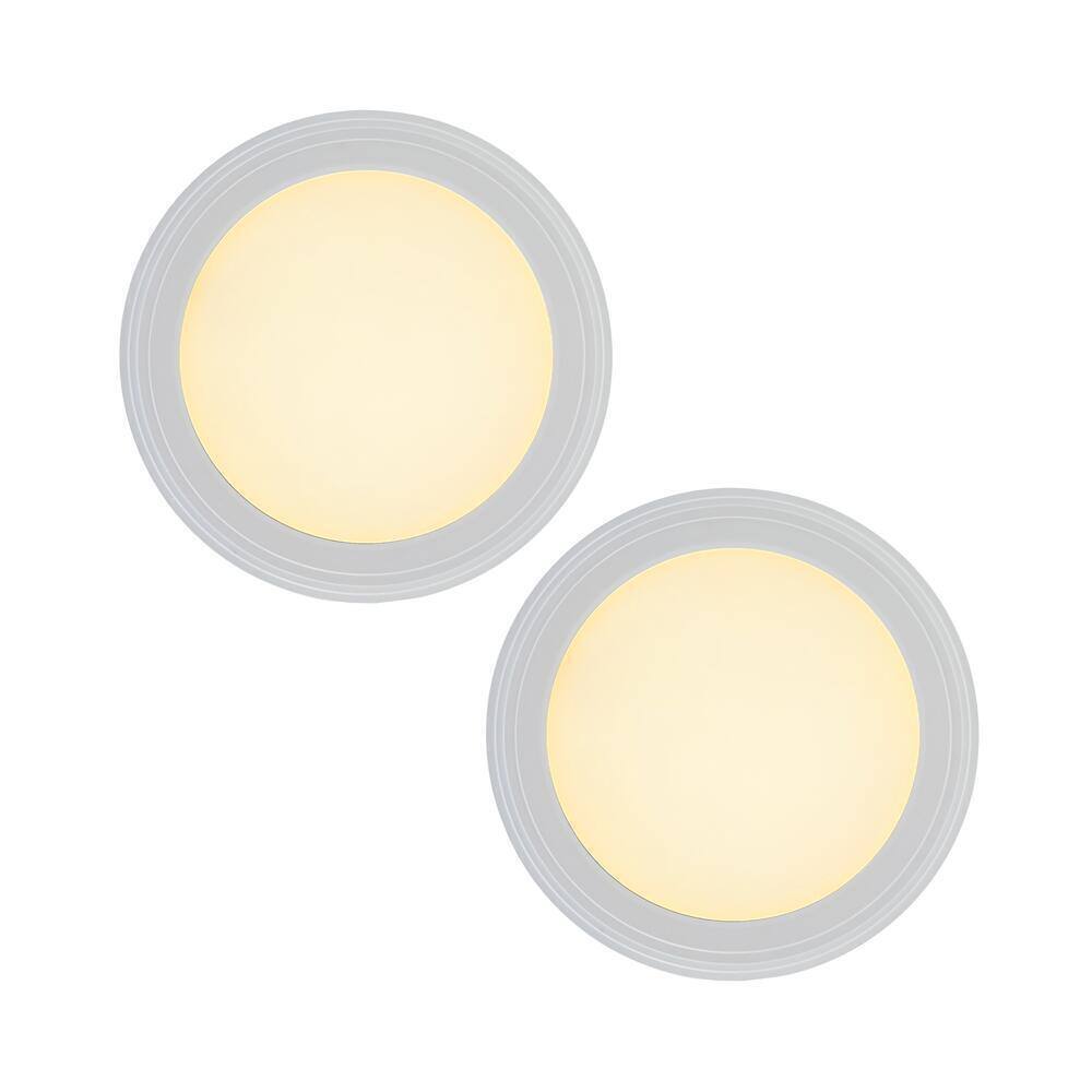 Commercial Electric 7 in. White Flush Mount Low Profile Ceiling Light 2-Pack